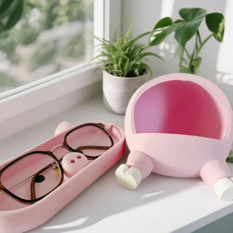 Cute and interesting pig glasses storage box office desktop storage box entrance key storage miscellaneous storage phone holder Peaceful Pleasures Health and Wellness