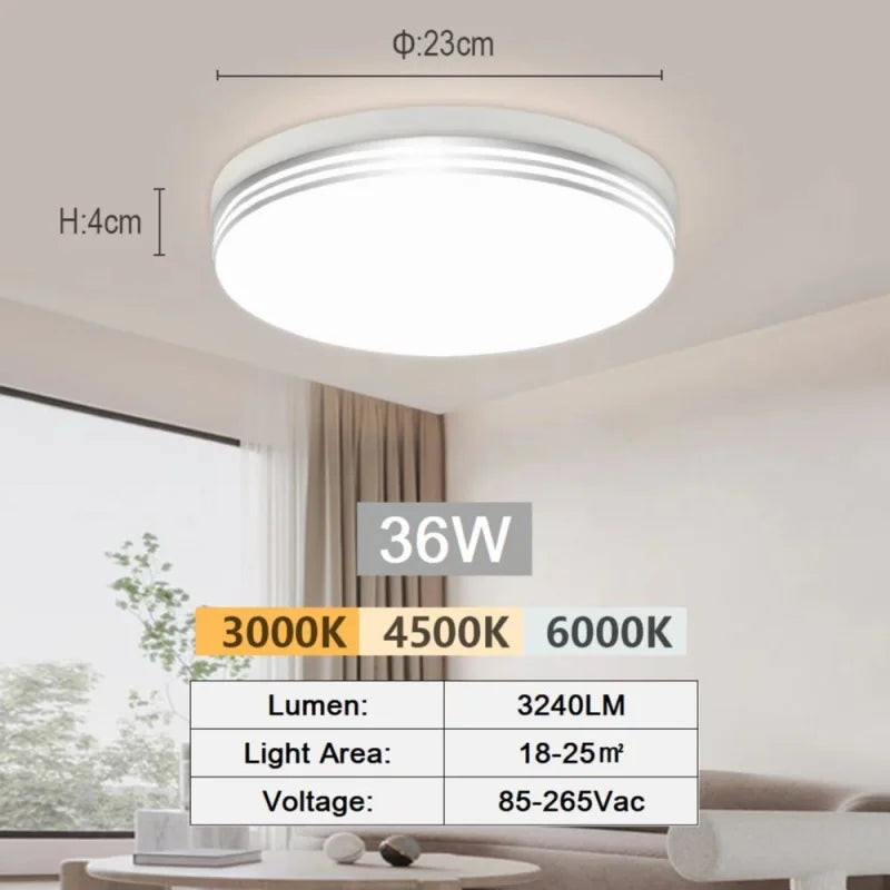 RUNTOIN 36W-48W LED Flush Mount Ceiling Light 3000K-6000K
