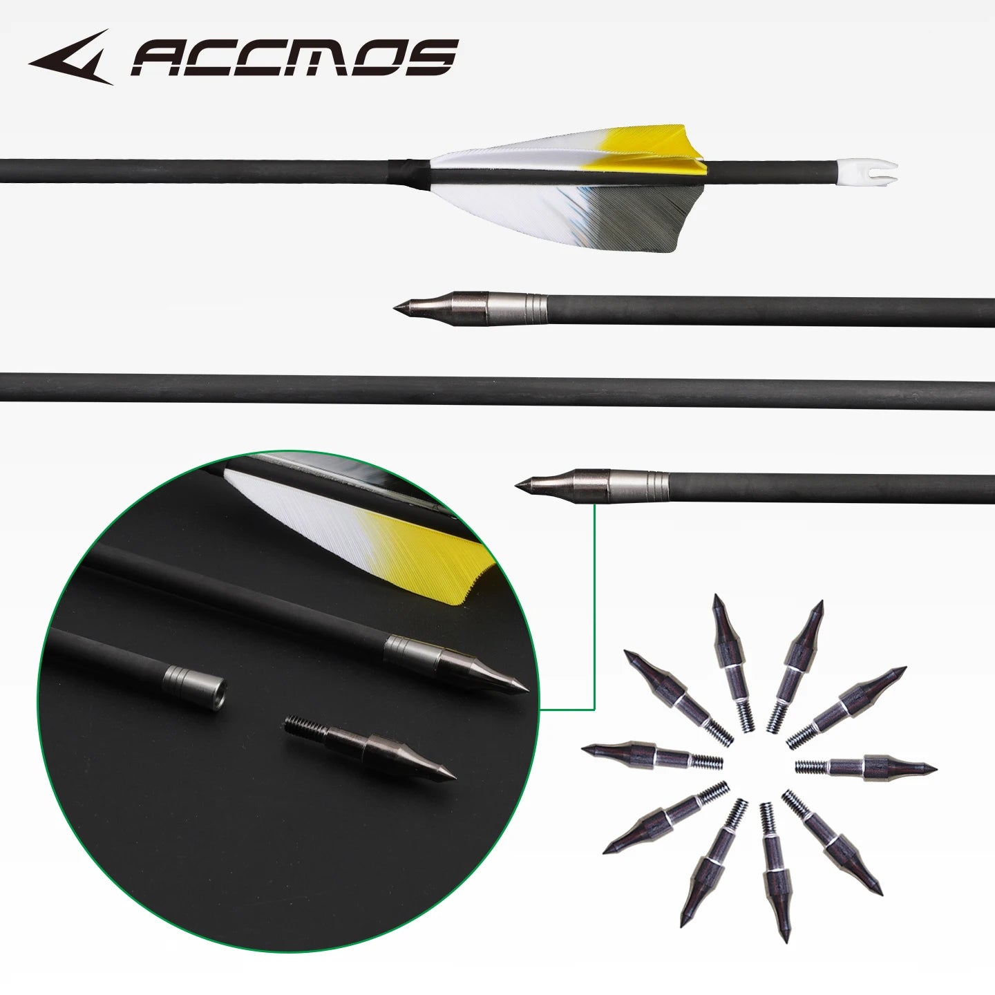6 Pure Carbon Arrows Spine 300-800 Recurve Bow Hunting 33 Cut-to-size