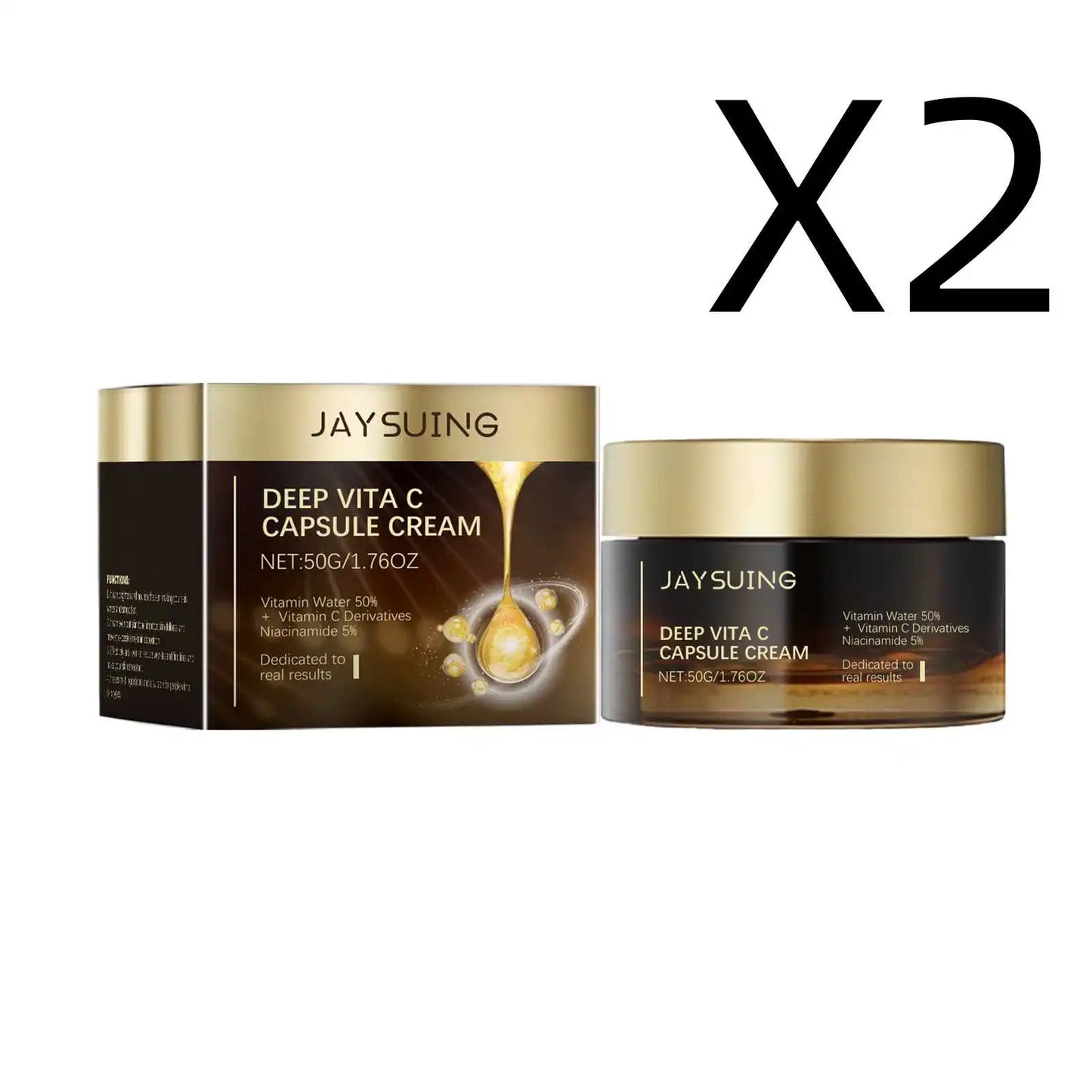 Vitamin C Face Cream Brighten Skin Reduce Fine Lines Remove Dullness Even Skin Tone Repair Skin Barrier Moisturizing Care Cream Peaceful Pleasures Health and Wellness 2x50g Boxes