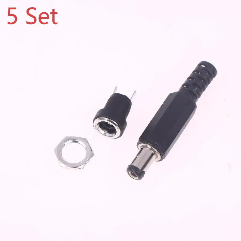 5Pairs DC12V 5.5 X 2.1mm Plastic Male Plugs DC Power Socket Female Jack Screw Nut Panel Mount Connector Peaceful Pleasures Health and Wellness