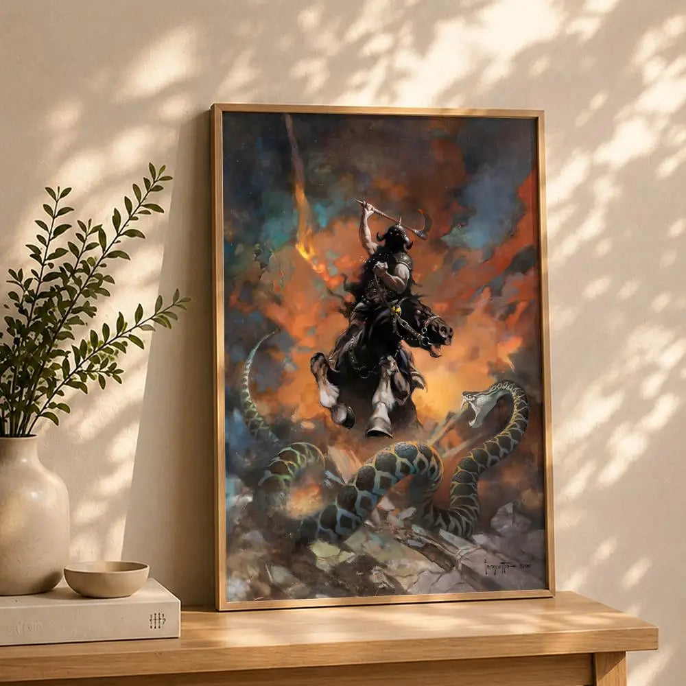 Frank Frazetta HD Poster – Self-Adhesive Waterproof Wall Art Wall Art Poster Peaceful Pleasures Health and Wellness White7 15X20cmNoframe