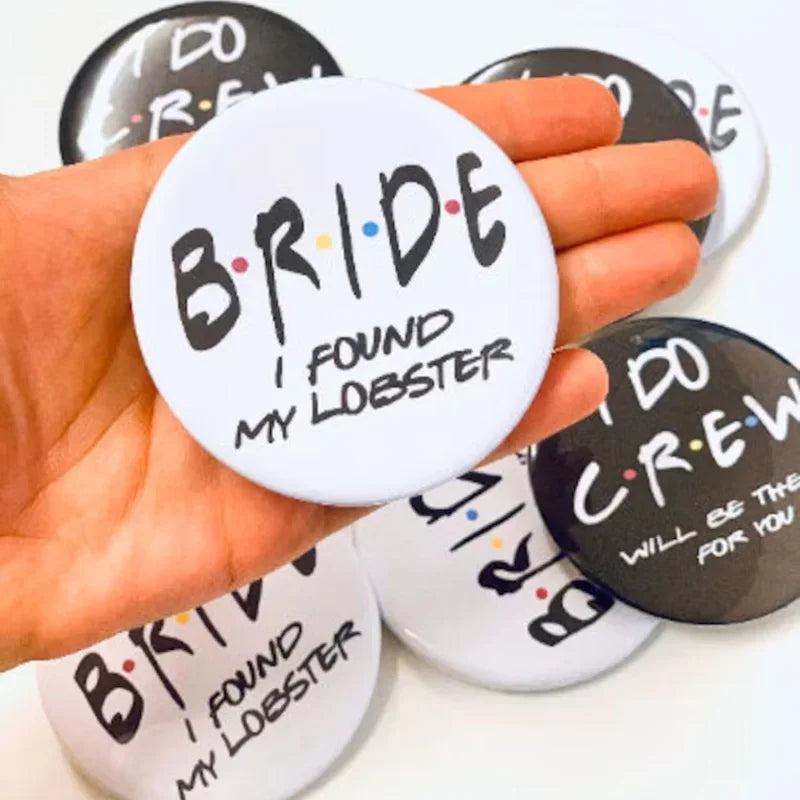 Friends Theme Bride I Do Crew Button Pins | Bachelorette Party Bachelorette Party Pin Peaceful Pleasures Health and Wellness