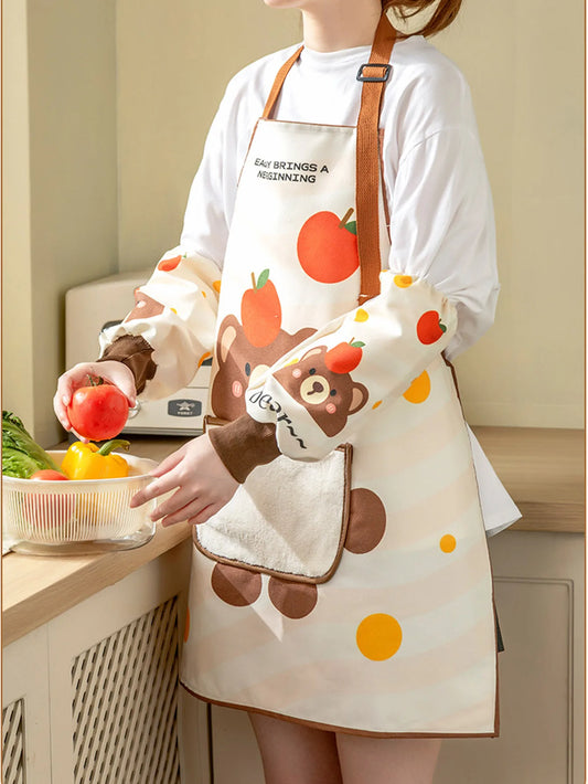 1Pcs Kitchen Household Cooking Apron Oil-proof Waterproof Men Women Fashion Coffee Overalls Wipe Hand Apron Peaceful Pleasures Health and Wellness