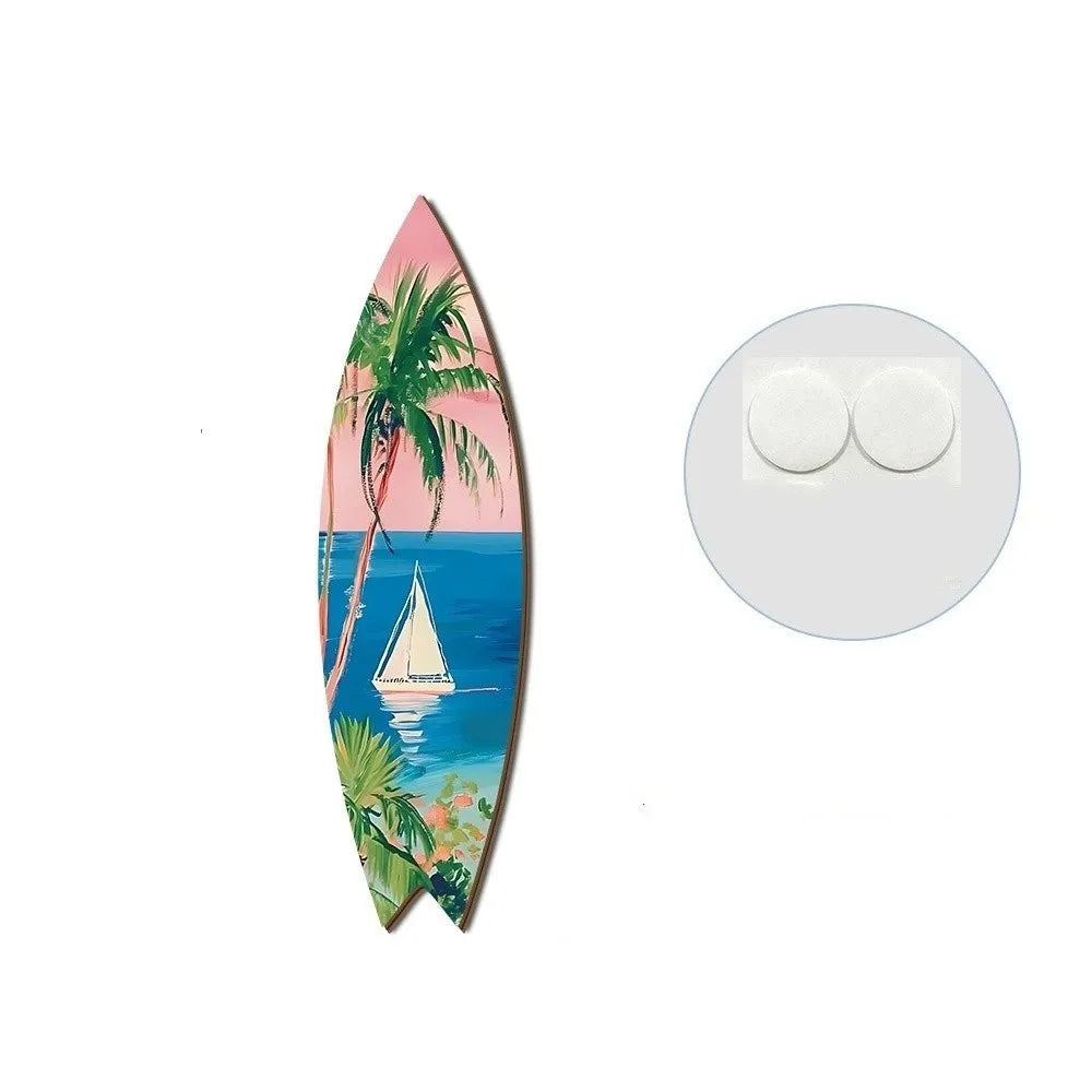 Handcrafted Wooden Surfboard Wall Hanging | Coastal Beach Decor