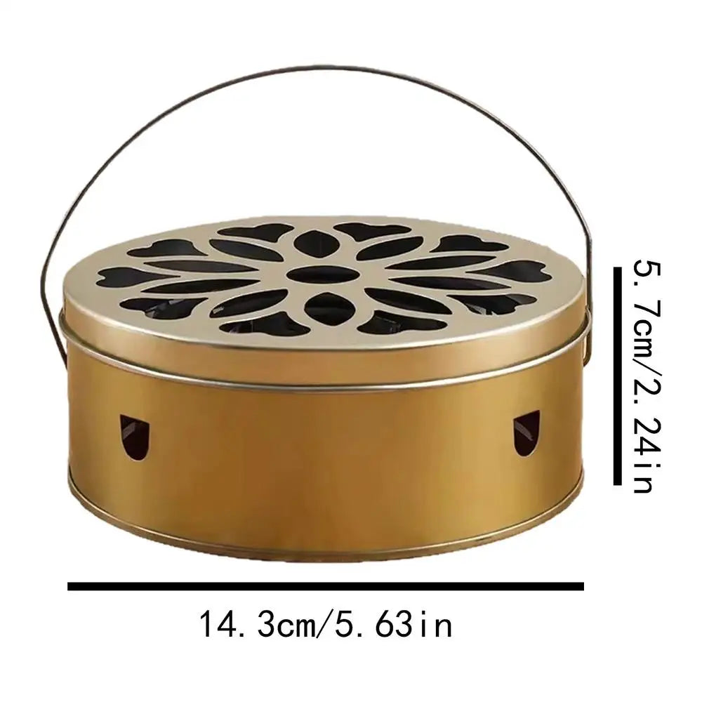 Portable Stainless Steel Coil & Incense Holder Box with Lid