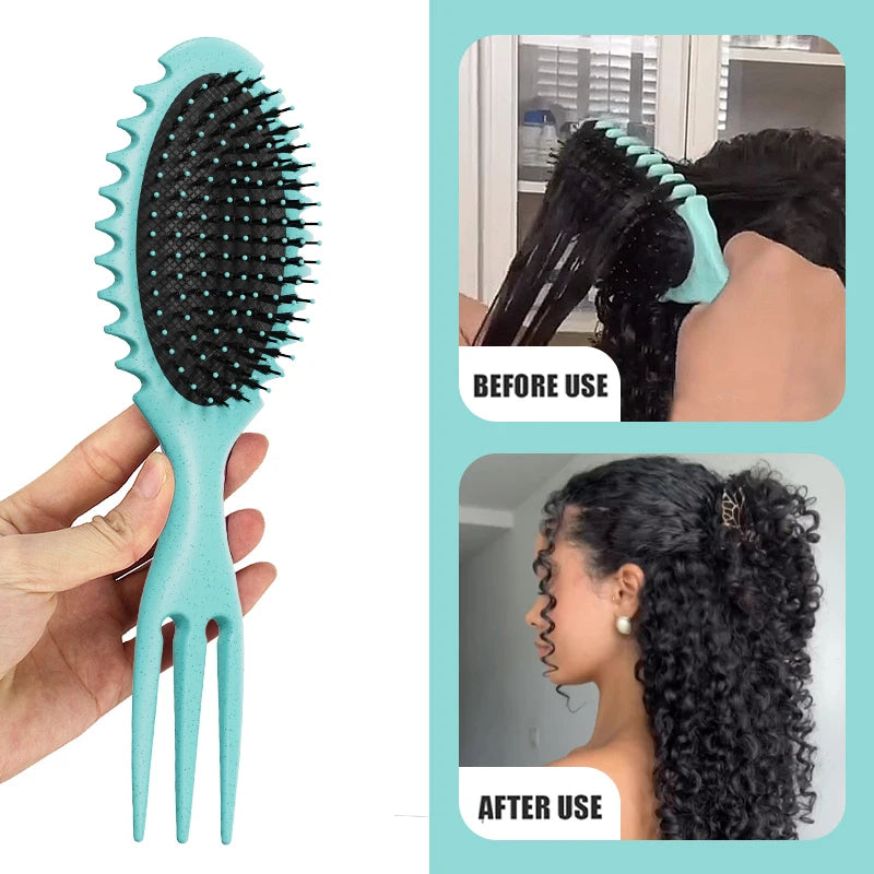 Curl Defining Bounce Hair Brush Barbershop Boar Bristle Comb Detangling Shaping Hairbrushes Professional Salon Home Styling Comb Peaceful Pleasures Health and Wellness