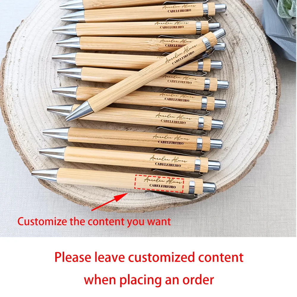 Custom Engraved Bamboo Pens Set of 5 | Wedding & Teacher Gift Personalized Pen Set Peaceful Pleasures Health and Wellness Custom pen 5PCS 13.6cm