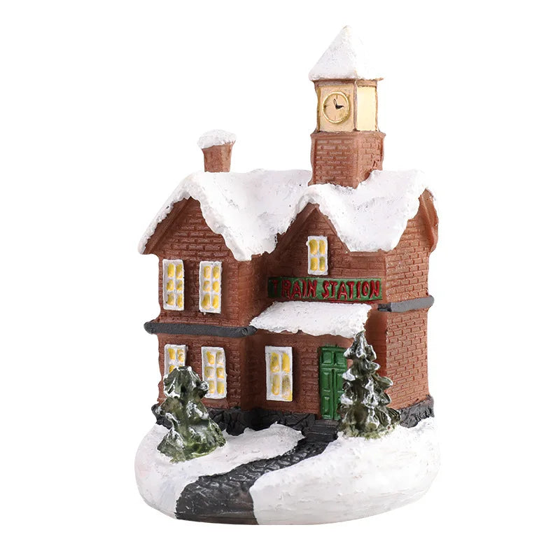 Christmas Led Light House Christmas Tree Ornaments LED Resin Small Village House Xmas Glow Decor Gift Happy New Year Decors DC05 Peaceful Pleasures Health and Wellness 2021 B