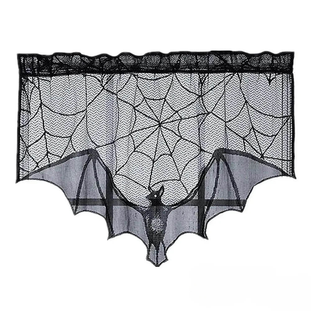 Halloween Black Lace Tablecloth Spider Web Table Runner Decor