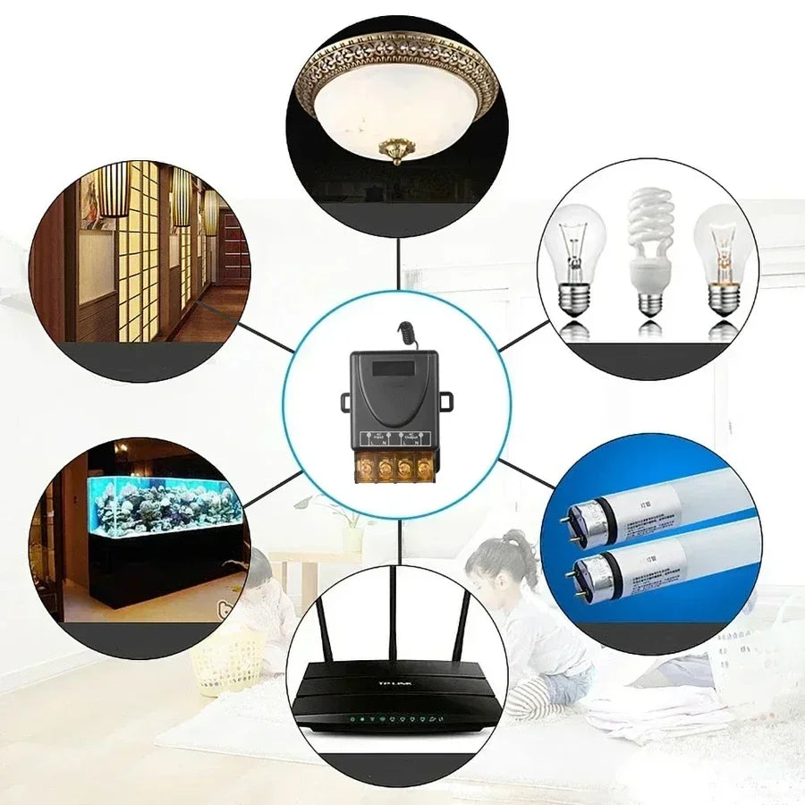 RF433Mhz Wireless Remote Control Smart Switch AC 75-220V/DC 9-72V 30A Relay On Off Receiver Transmitter For Water Pump Motor LED Peaceful Pleasures Health and Wellness