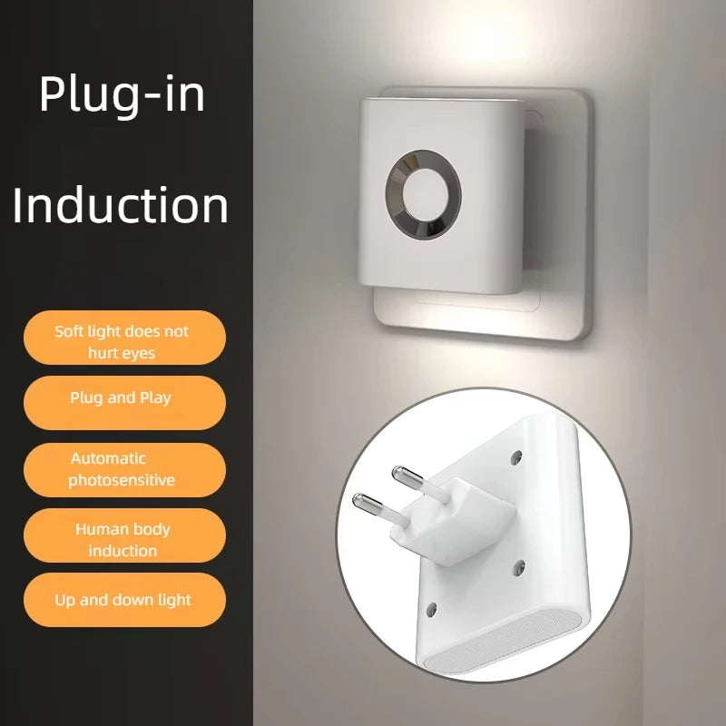 GGbingo Rechargeable Smart Home LED Night Light Lamp with Motion Sensor Kids Bedroom Decoration Light USB Lamp for Home Decor Peaceful Pleasures Health and Wellness EU Plug Model