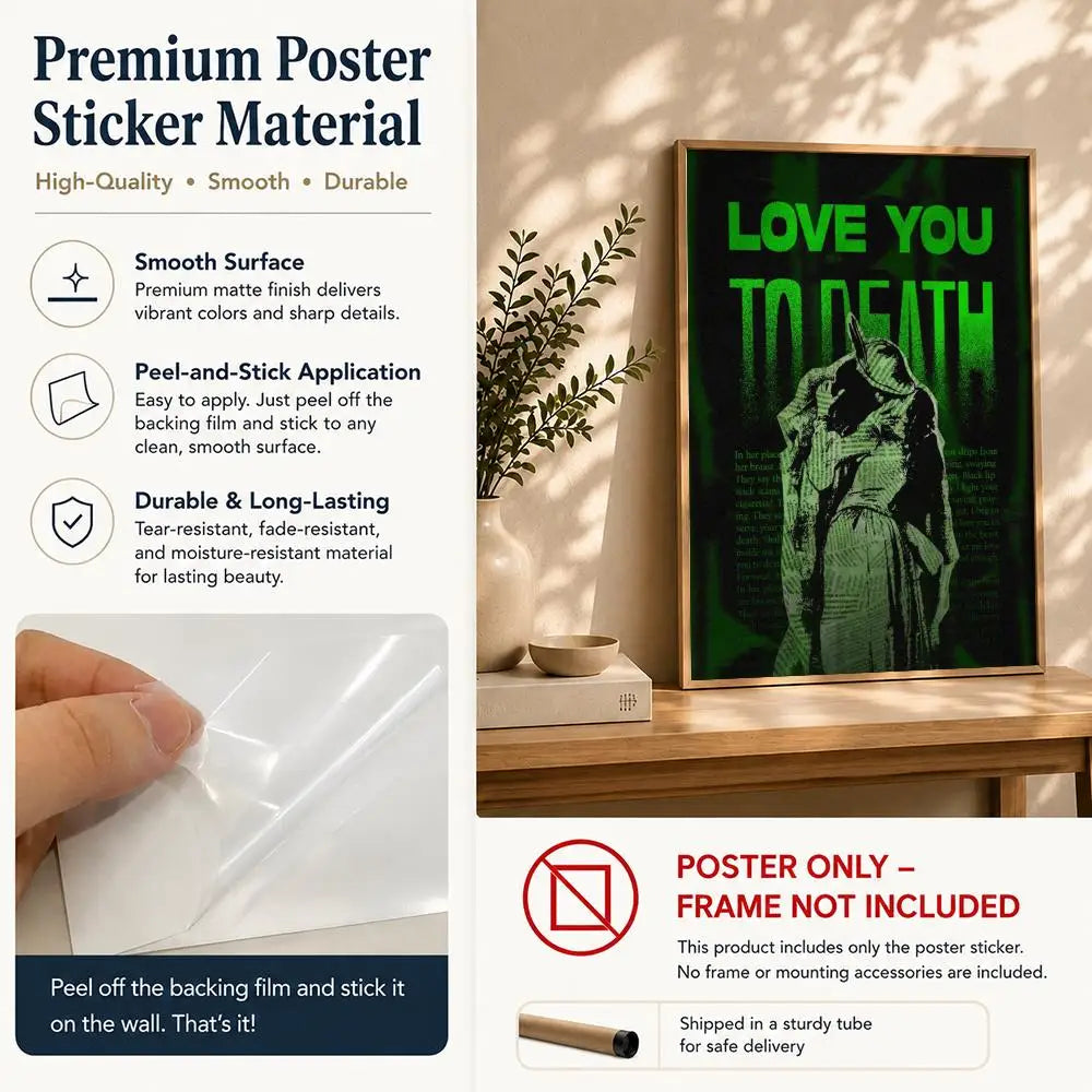 Band T-Type O NegativeS Poster HD Self Adhesive Waterproof Wall Art Ideal for Home Office Dorm Bedroom Great Gift Peaceful Pleasures Health and Wellness