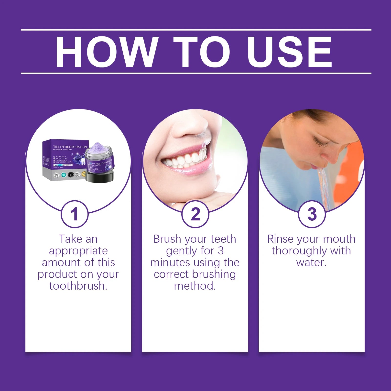 Purple Cleaning Tooth Powder Reduce Gum Discomfort Decompose Dental Plaque Preventing Tooth Decay Fresh Breath Oral Care Powder Peaceful Pleasures Health and Wellness