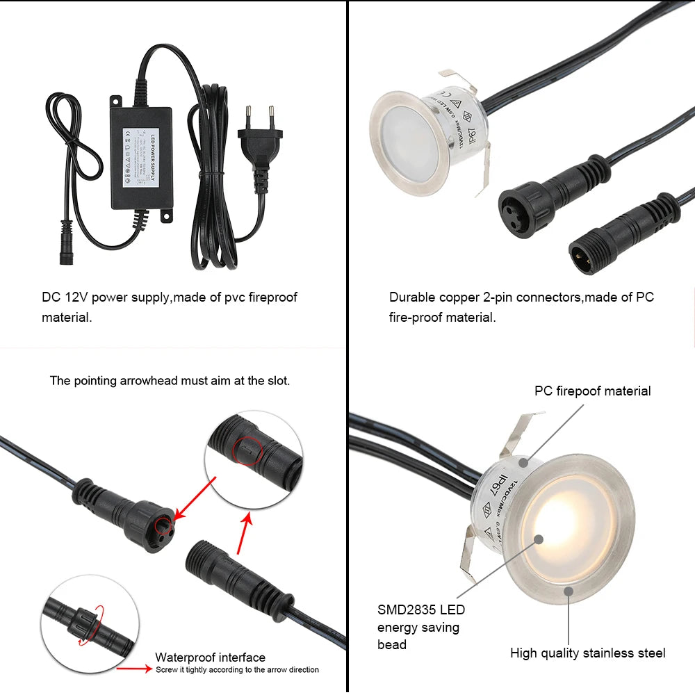 16PCS 0.6W High Bright Recessed LED Deck Light Water Resistance IP67 In Ground Outdoor Landscape LED Lighting Peaceful Pleasures Health and Wellness
