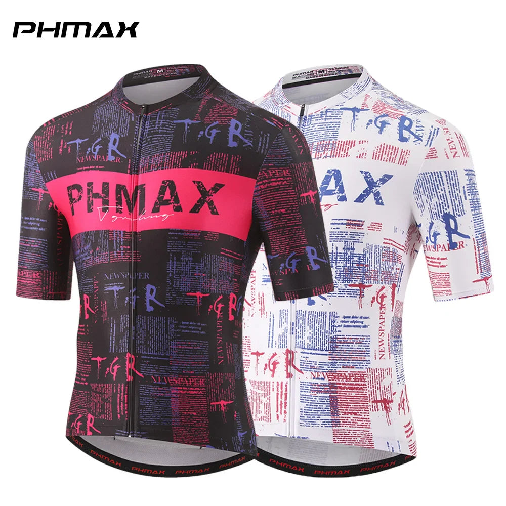 PHMAX Men's Short Sleeve Cycling Jersey – Breathable MTB Shirt