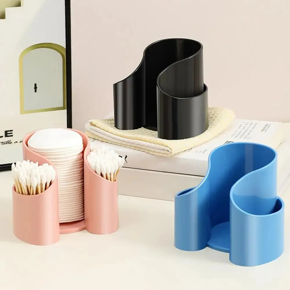 2-in-1 Dental Floss & Cotton Storage Box Countertop Organizer