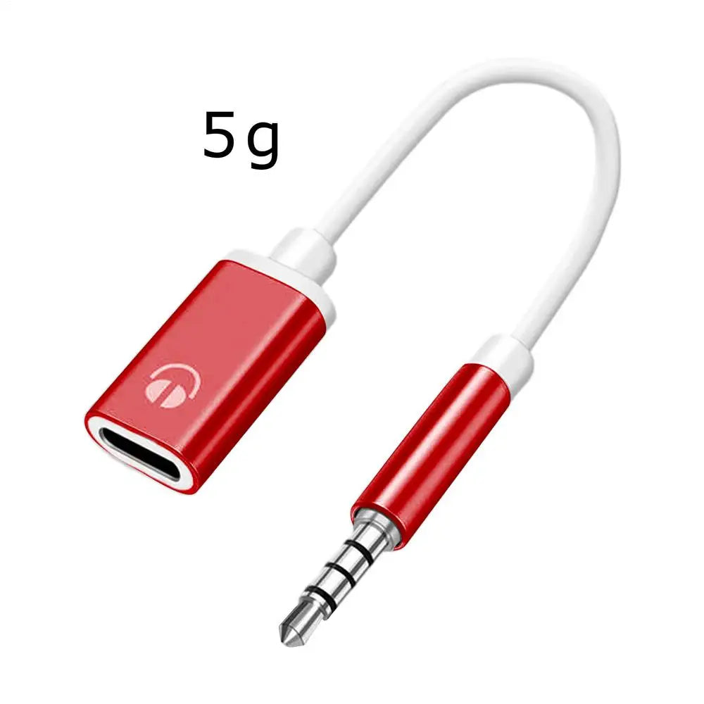 Type-C to 3.5mm Headphone Adapter USB C Female to Aux Male Car Stereo Cord for Calling Music in Car Phone Flat Earphone Converte Peaceful Pleasures Health and Wellness Red