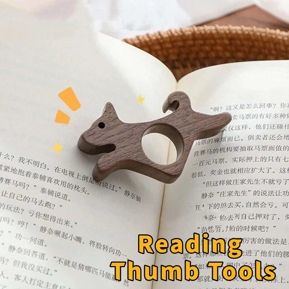 Anti-Slip Wooden Thumb Bookmark Cat Shape Pet Design Book Page Holder Dog Shape Handmade Reading Thumb Tools School Supplies Peaceful Pleasures Health and Wellness