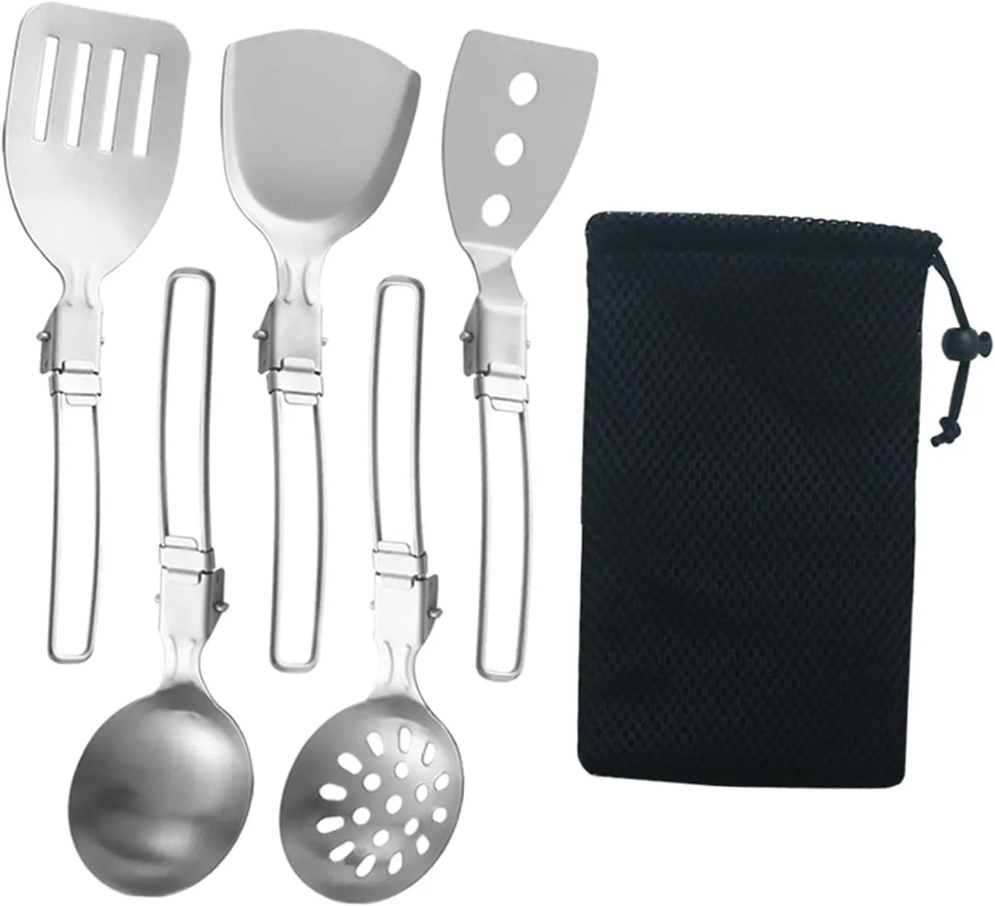 Folding Spatula Spoon Shovel Food Turner Portable 304 StainlessSteel Outdoor Camping BBQ Cooking Tableware Picnic Supplies ﻿ Peaceful Pleasures Health and Wellness