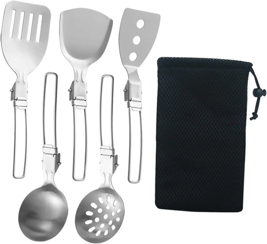 Folding Spatula Spoon Shovel Food Turner Portable 304 StainlessSteel Outdoor Camping BBQ Cooking Tableware Picnic Supplies ﻿ Peaceful Pleasures Health and Wellness