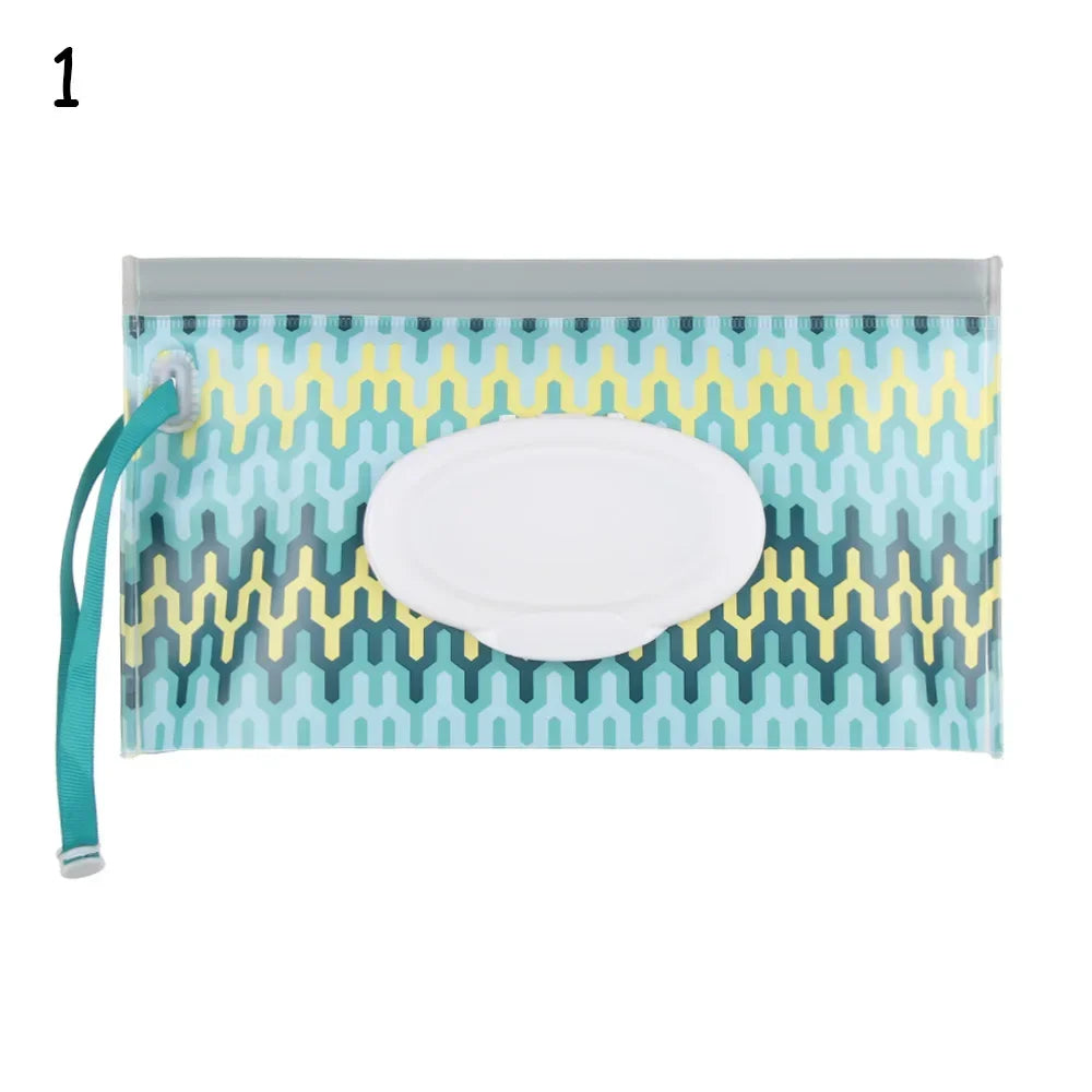 Baby Wet Wipes Carrying Case Bag | Stroller Snap-Strap Clutch