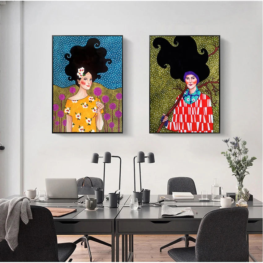 Nordic Characters Colorful Canvas Wall Art Print | Unframed Poster