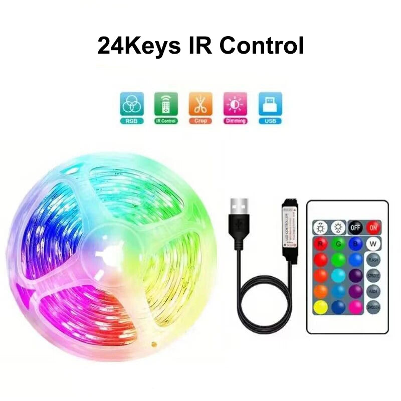 RUNTOIN RGB USB LED Strip Lights 5V App & Remote | SMD2835