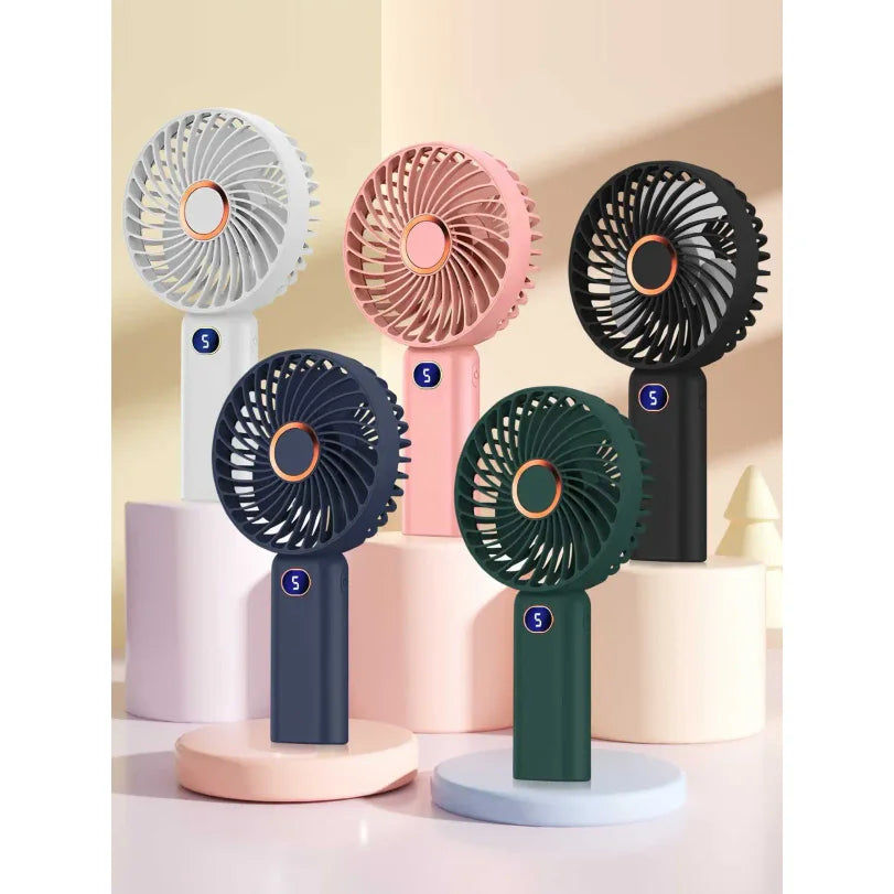 Portable USB Rechargeable Handheld Fan | 5-Speed Digital Display