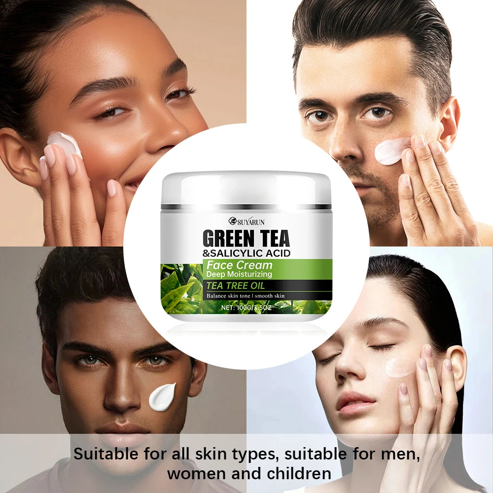 SUYARUN Tea Tree Oil & Salicylic Acid Green Tea Face Cream - Acne Treatment, Oil Control, Pore Care for Oily. Peaceful Pleasures Health and Wellness
