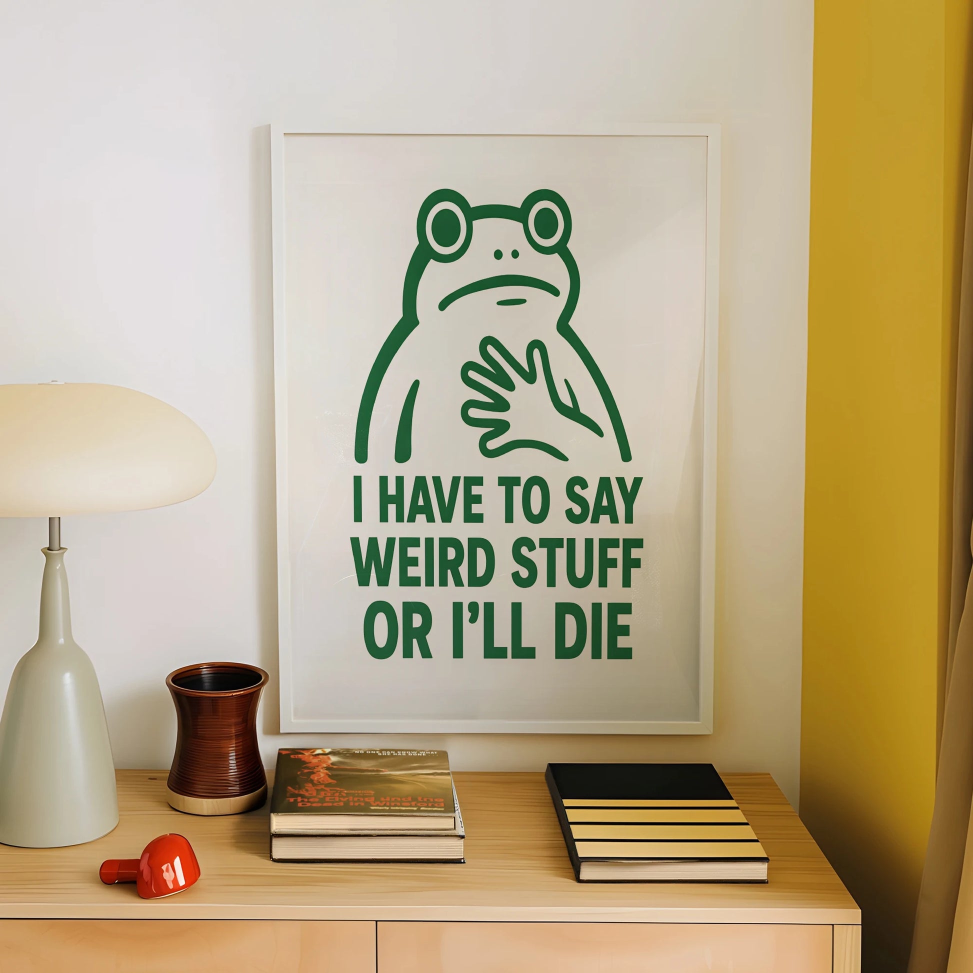 Retro Funny Frog Meme Ink Painting Wall Art Prints Canvas Painting Poster Picture For Living Bedroom Dining Room Home Decor Gift Peaceful Pleasures Health and Wellness
