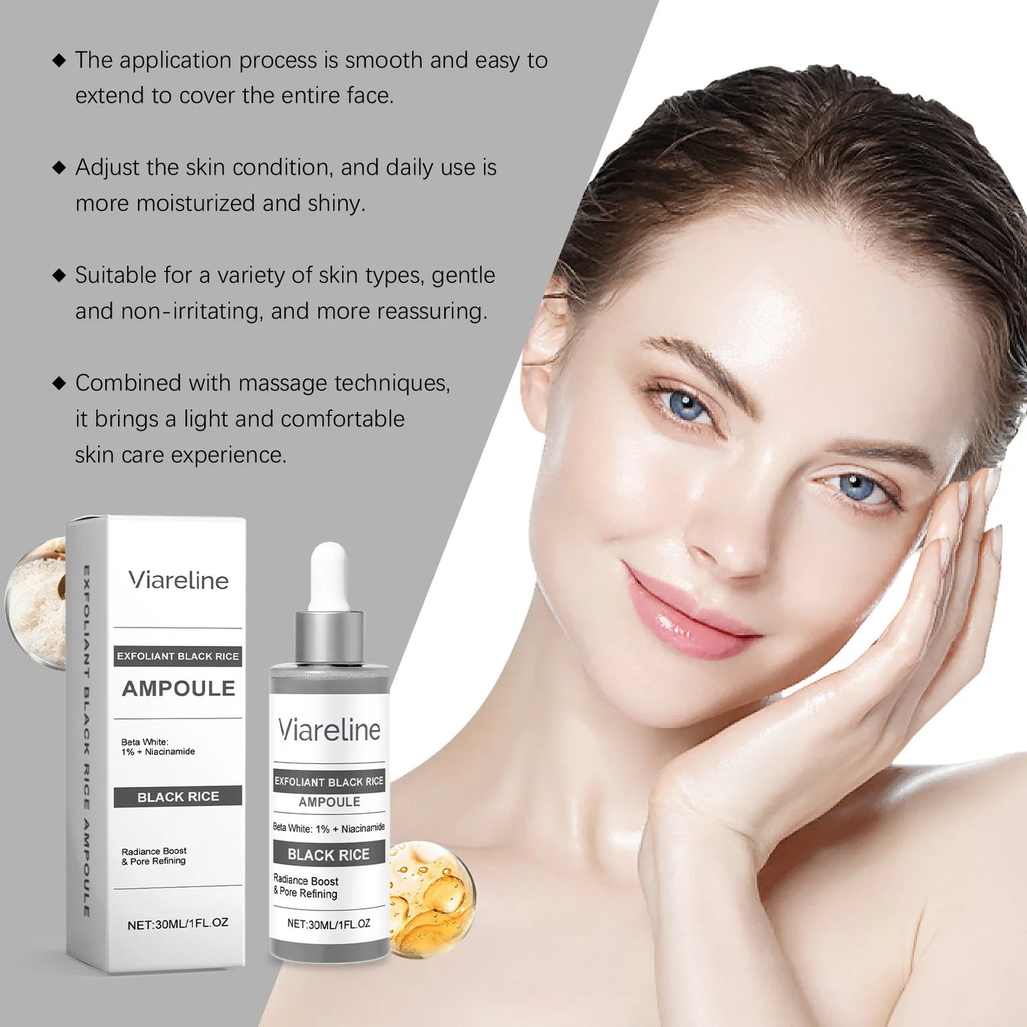 Viareline Rice Exfoliating Facial Serum – Brighten & Shrink Pores