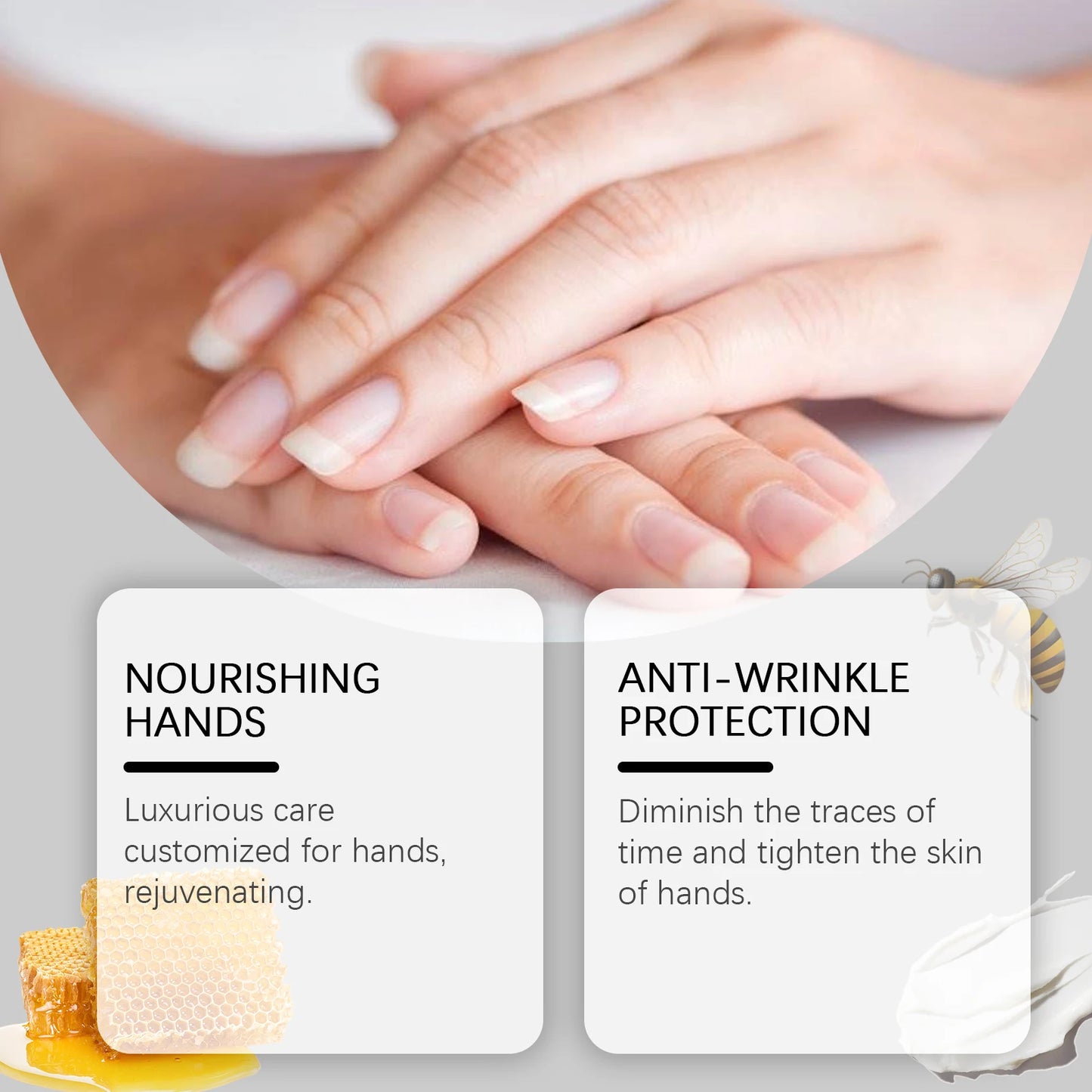 Bee Venom Hand Cream Moisturizing Anti Crack Fast Absorption Non Greasy Nourishing for Dry Cracked Skin Improve Skin Texture Peaceful Pleasures Health and Wellness