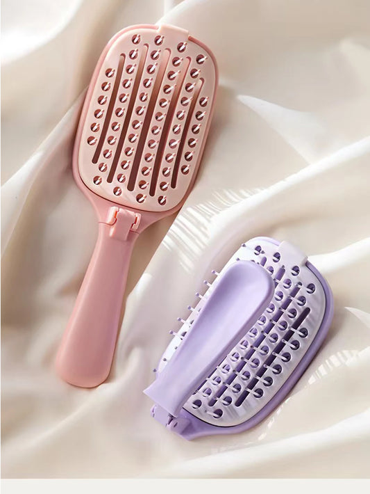 Fold Volumizing Hair Brush With Inbuilt Cleaning Styling Massage Acupoint Hair Spring Bone Air Cushion Comb For Beauty Health Peaceful Pleasures Health and Wellness