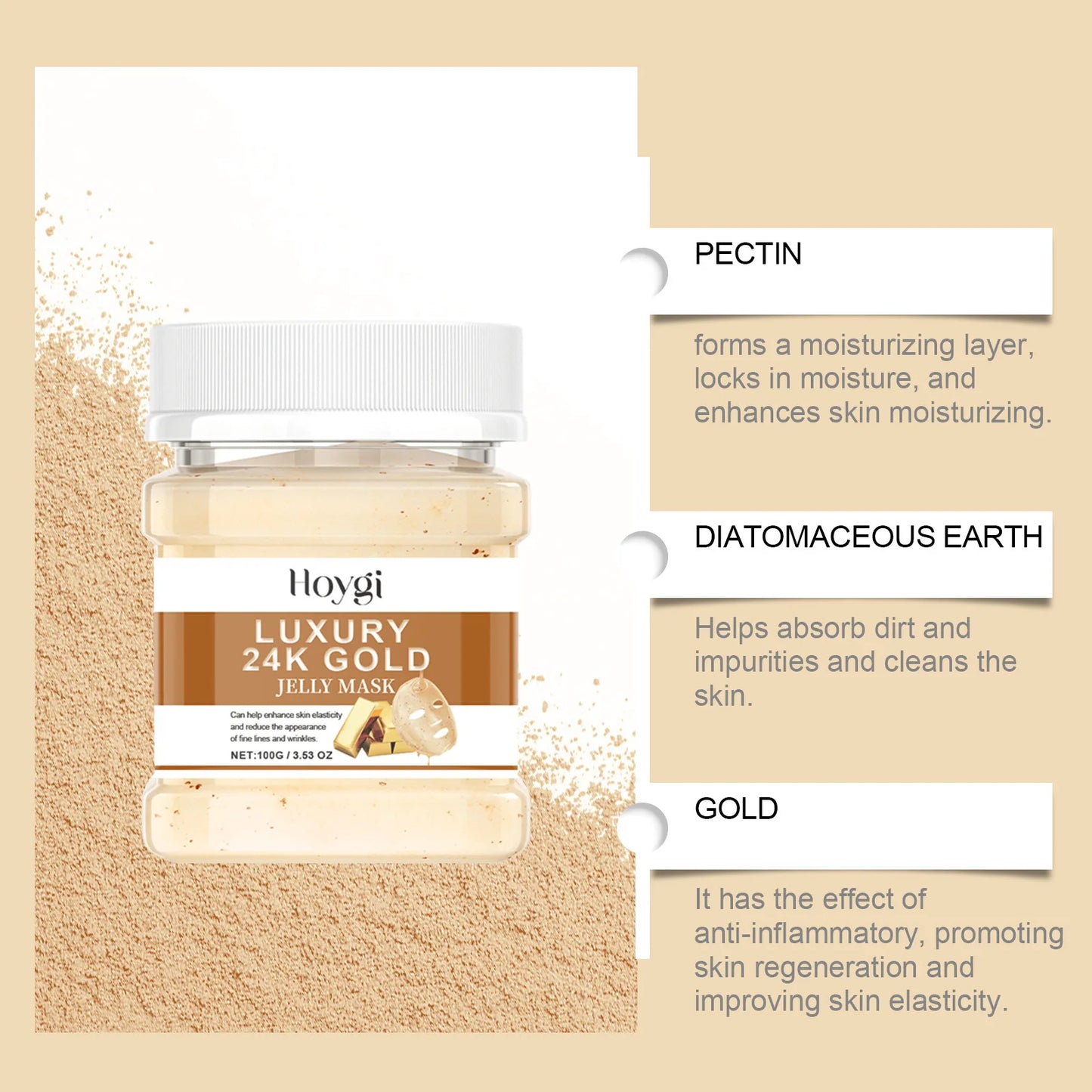 Jelly Mask Powder Hydrating Rose 24k Gold Soft SPA Nourishing Moisturize Peel OFF Facial Revitalizing Crystal DIY Facial Mask Peaceful Pleasures Health and Wellness