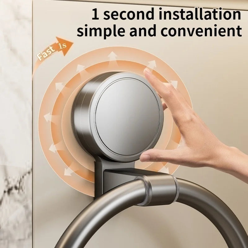 Drill-Free Suction Cup Towel Ring | Aluminum Wall Rack