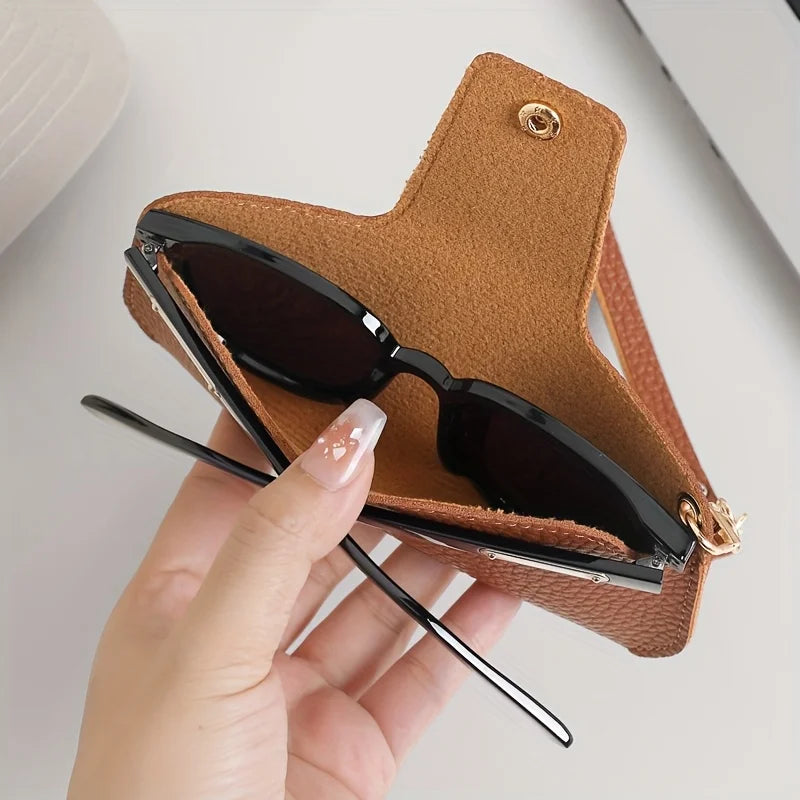 Slim PU Leather Sunglass Case with Wrist Strap | Travel