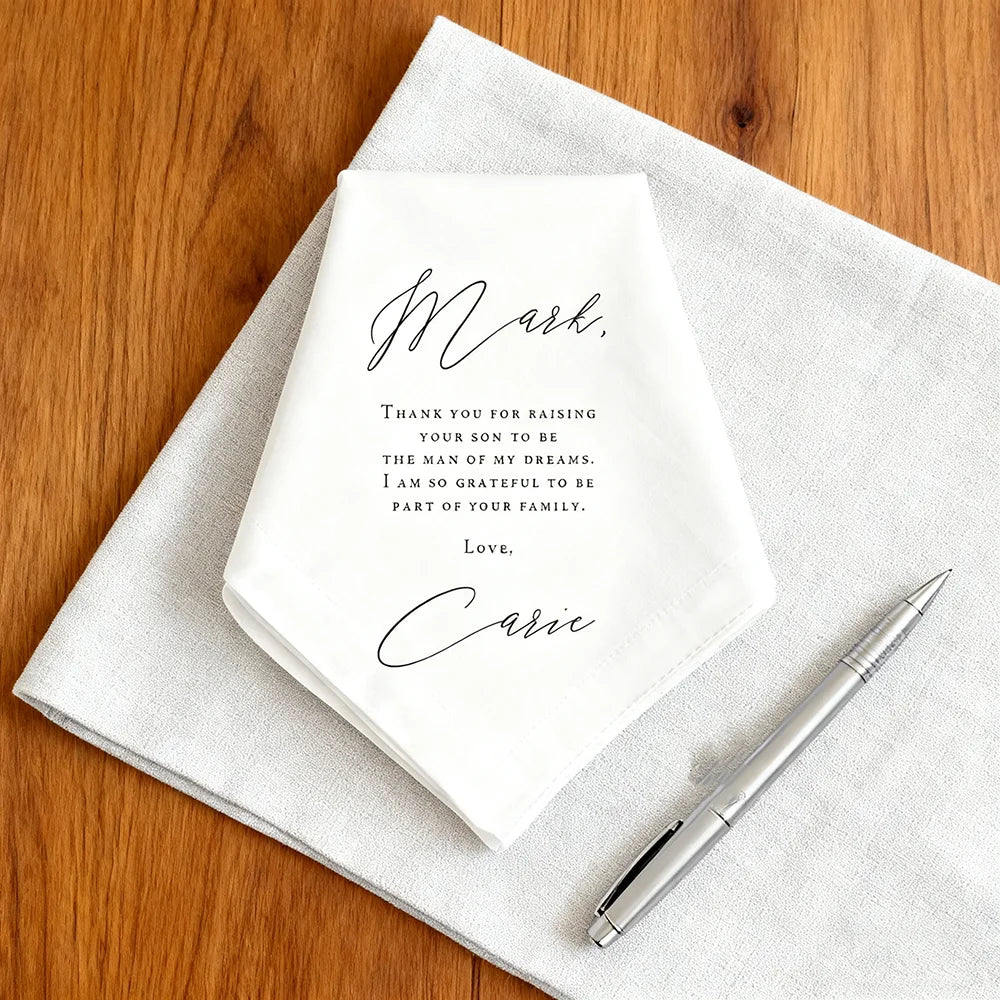 Personalized Father of Groom Handkerchief | Bride Wedding Gift Wedding Keepsake Gift Peaceful Pleasures Health and Wellness