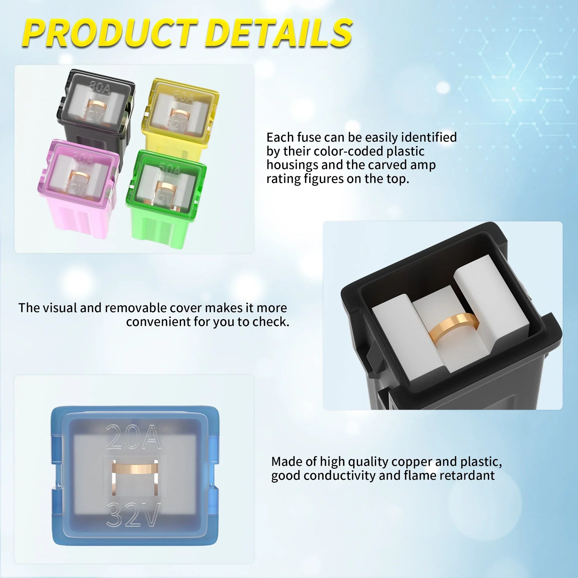 DaierTek 36Pcs Jcase Fuse Assortment Kit – 20A 30A 40A 50A 60A 80A Peaceful Pleasures Health and Wellness
