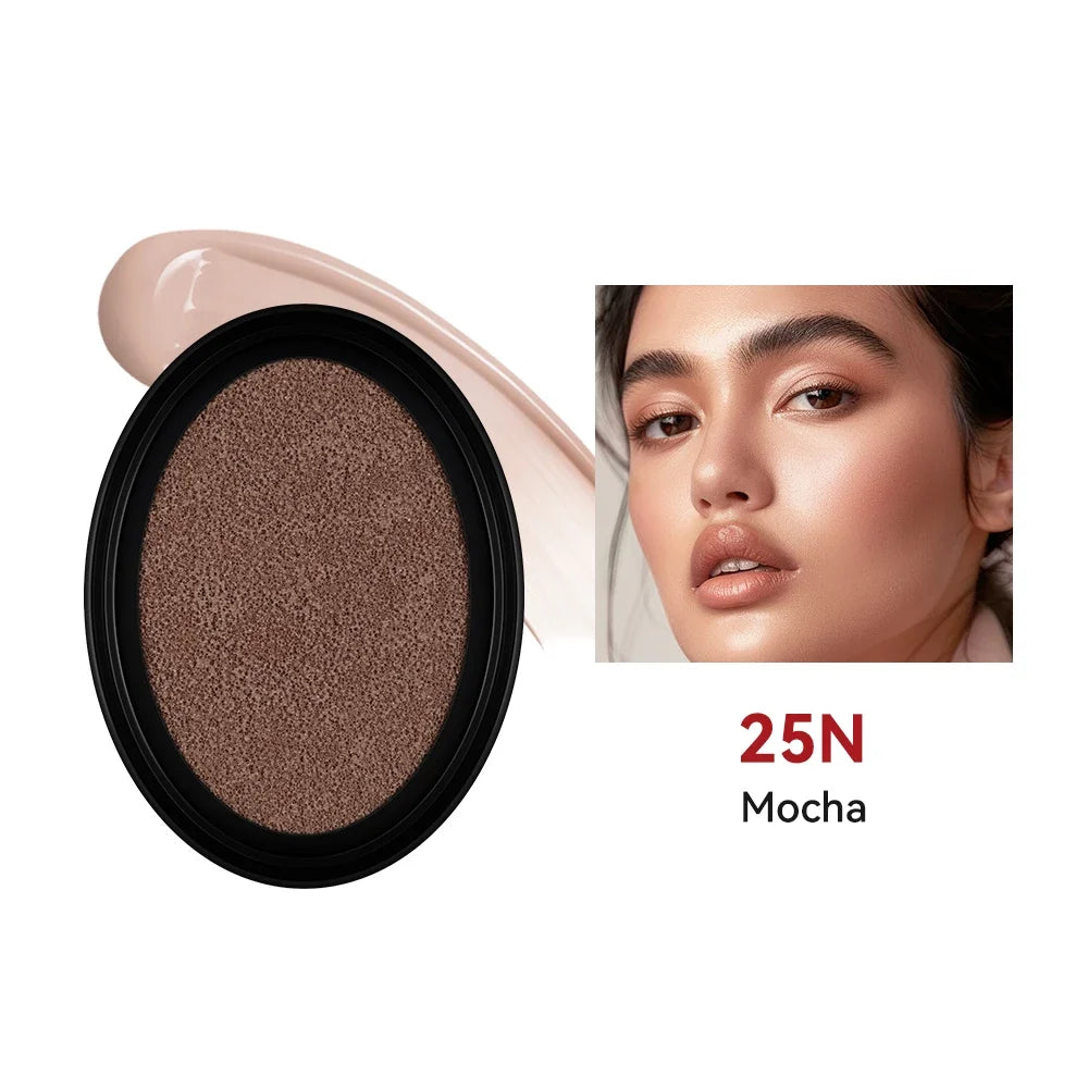 Waterproof Cushion Foundation Refill Semi-Matte Red Finish 72-Hour Wear Long-Lasting Buildable Coverage Sun Protection tirMakeup Peaceful Pleasures Health and Wellness 25N