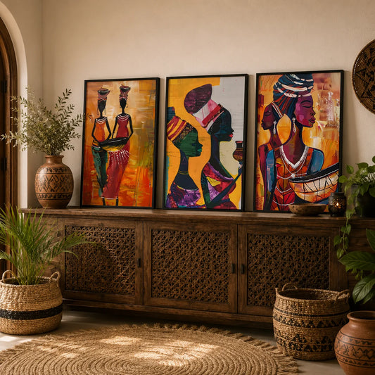 African Tribal Female Abstract Canvas Wall Art | Unframed Print Canvas Wall Art Peaceful Pleasures Health and Wellness