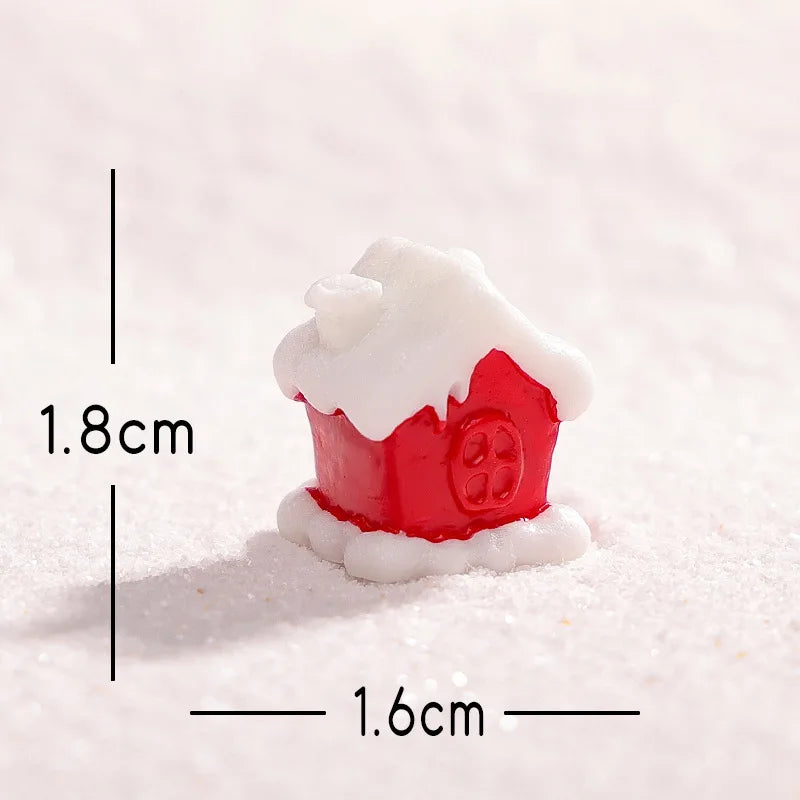 Cartoon Christmas Snowman Reindeer Micro Landscape Ornaments Figurine Miniature Decoration Desktop DIY Home Decoration Gifts Peaceful Pleasures Health and Wellness red Snow House