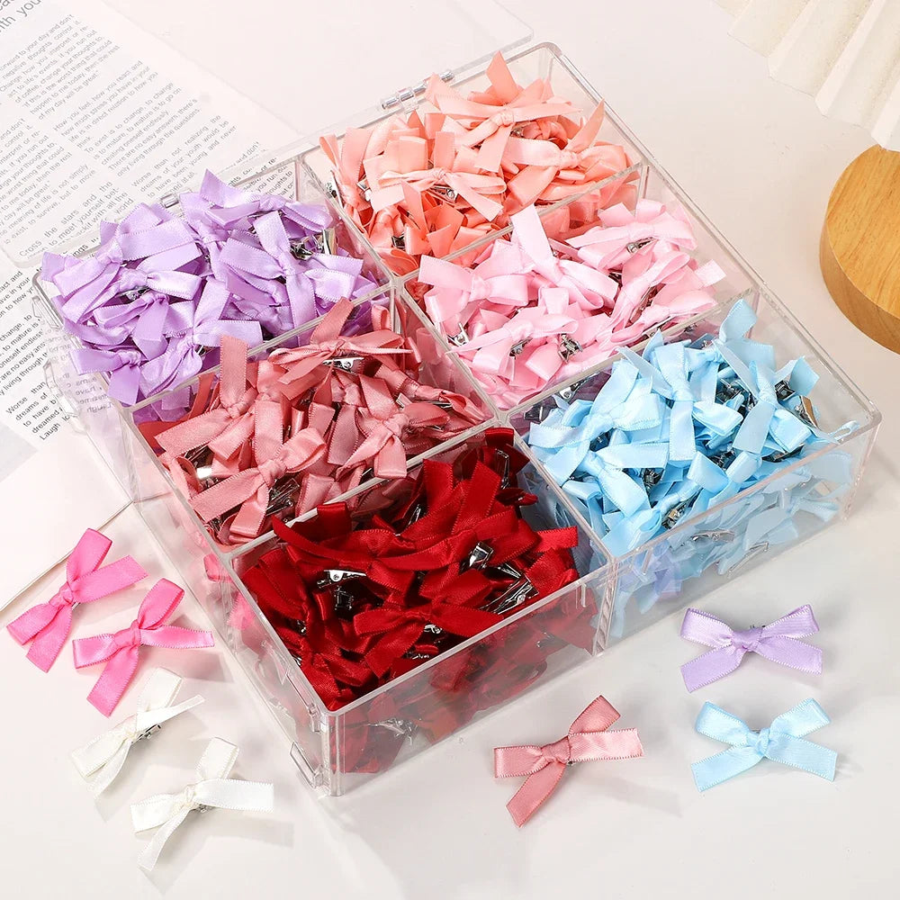 4 8 Girls Bows Mini Hair Clips Metal Hairpin Headwear Barrette