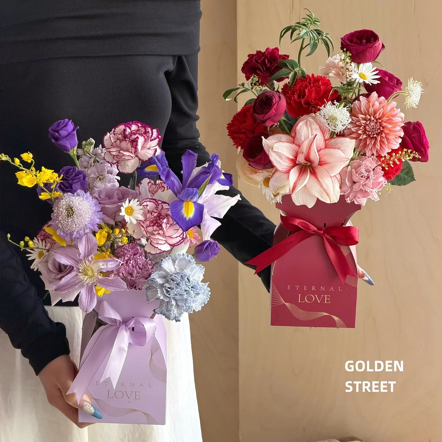 Flower Gift Box Bouquet Wrap with Handle – 10–40 Pack