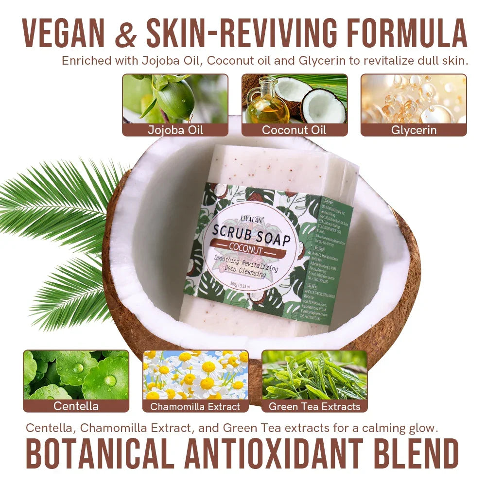 Coconut Scrub Bar Soap – 2-in-1 Exfoliating Body Wash Peaceful Pleasures Health and Wellness