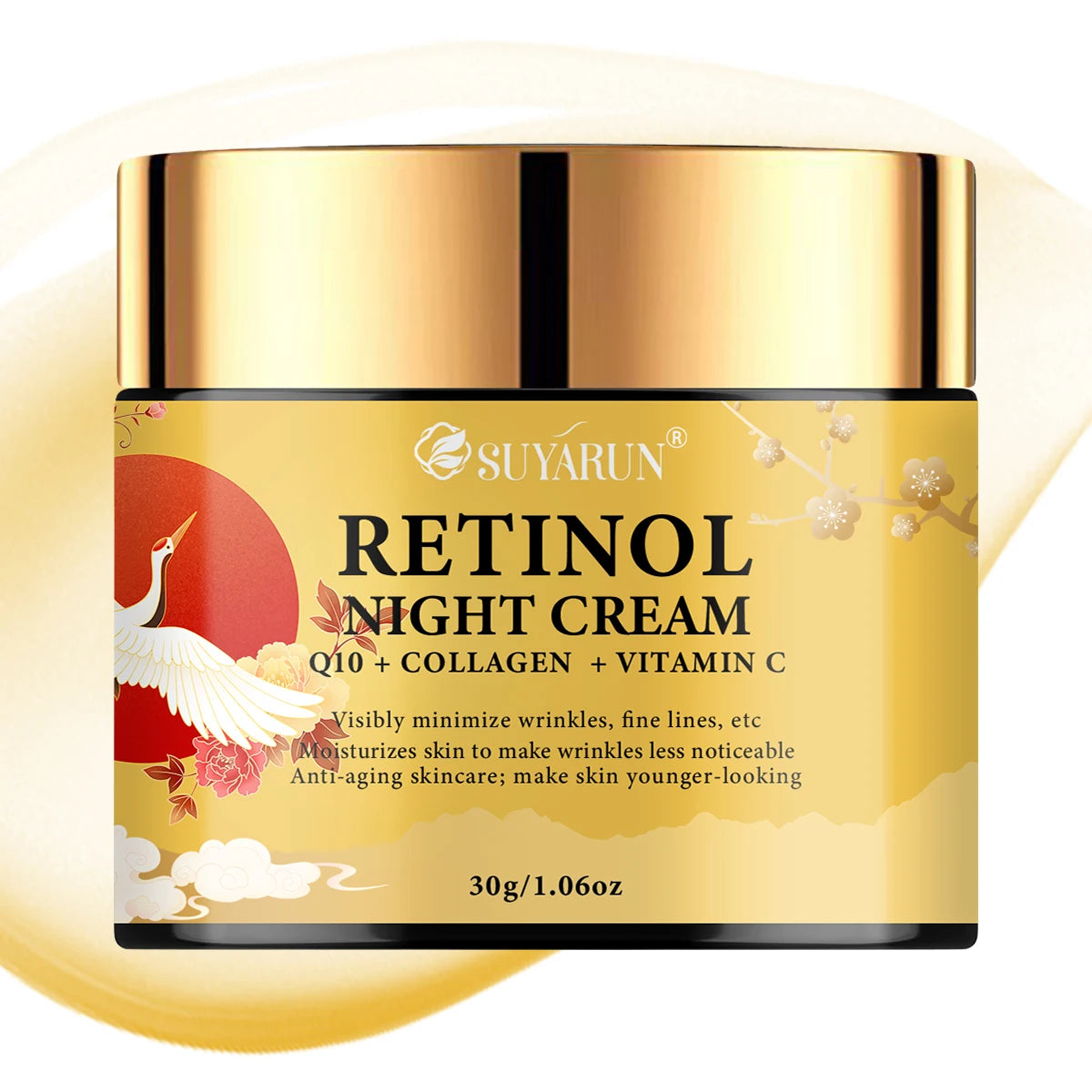 SUYARUN Retinol Night Cream with Niacinamide & Vitamin C - Anti-Aging, Brightening, Moisturizing Face Treatment. Peaceful Pleasures Health and Wellness 30g