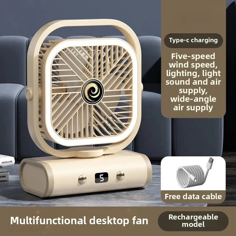 URGGU USB Rechargeable Camping Fan with LED Tent Light