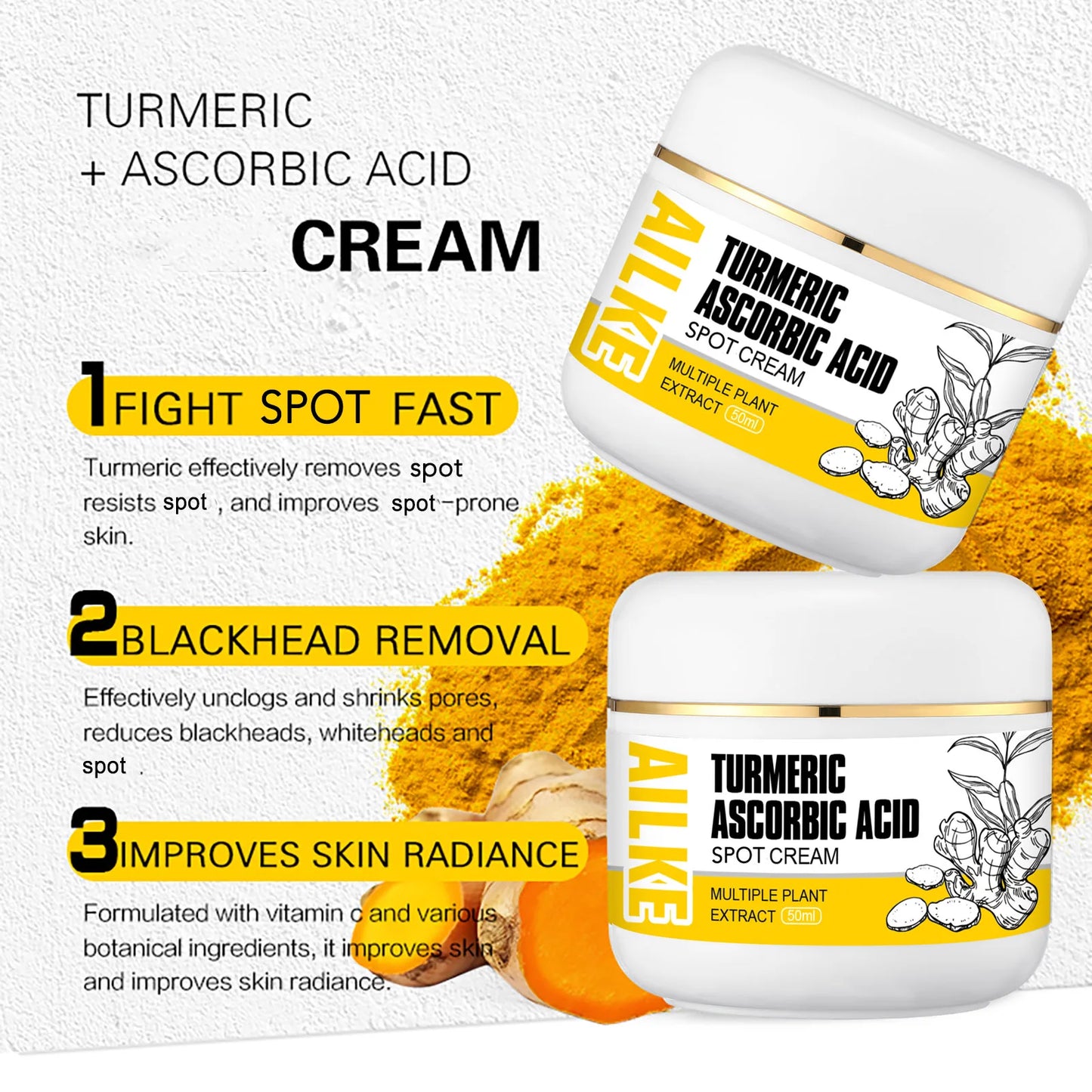 AILKE Turmeric Skin Care Set – Brighten, Cleanse & Moisturize