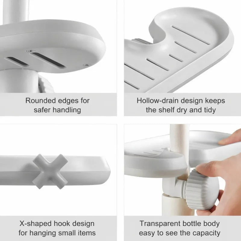 Adjustable Faucet Storage Shelf Fits Various Water Tap Sizes Multi-functional Sink Organizer Holds Cleaning Rags and Kitchen Peaceful Pleasures Health and Wellness
