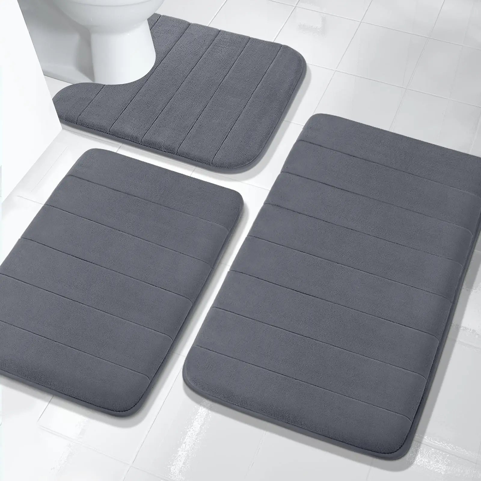 Memory Foam Bathroom Rugs Set Non Slip Extra Soft Water Absorbent Machine Washable & Dry Shower Toilet Mats for Tub Floor Beige Peaceful Pleasures Health and Wellness